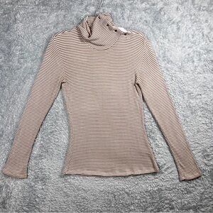 Dolan Cream Ribbed Long Sleeve Fitted Blouse